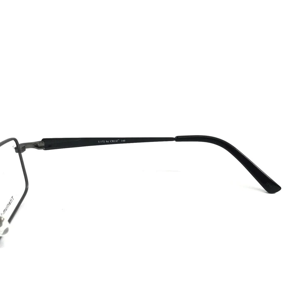 Cruz Eyeglasses Frame I-172 Black Gun Gunmetal Rectangle Titanium 54-18-140